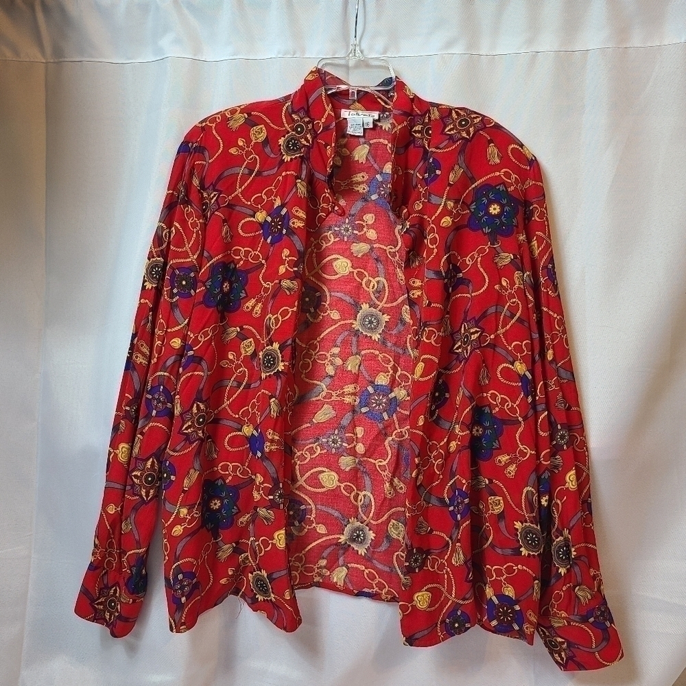 Vintage Talbots 100% Rayon Chain Pattern Women's Dress Shirt - Picture 2 of 4